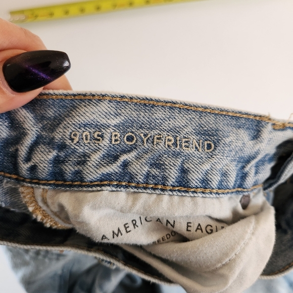 American Eagle 90s Boyfriend Jeans Straight Leg Size 00 High Rise 100% Cotton - Picture 7 of 12